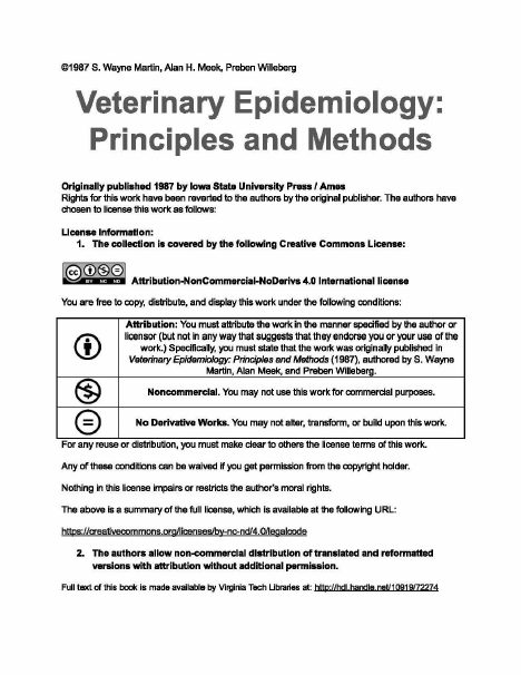 غلاف كتاب Veterinary Epidemiology: Principles and Methods